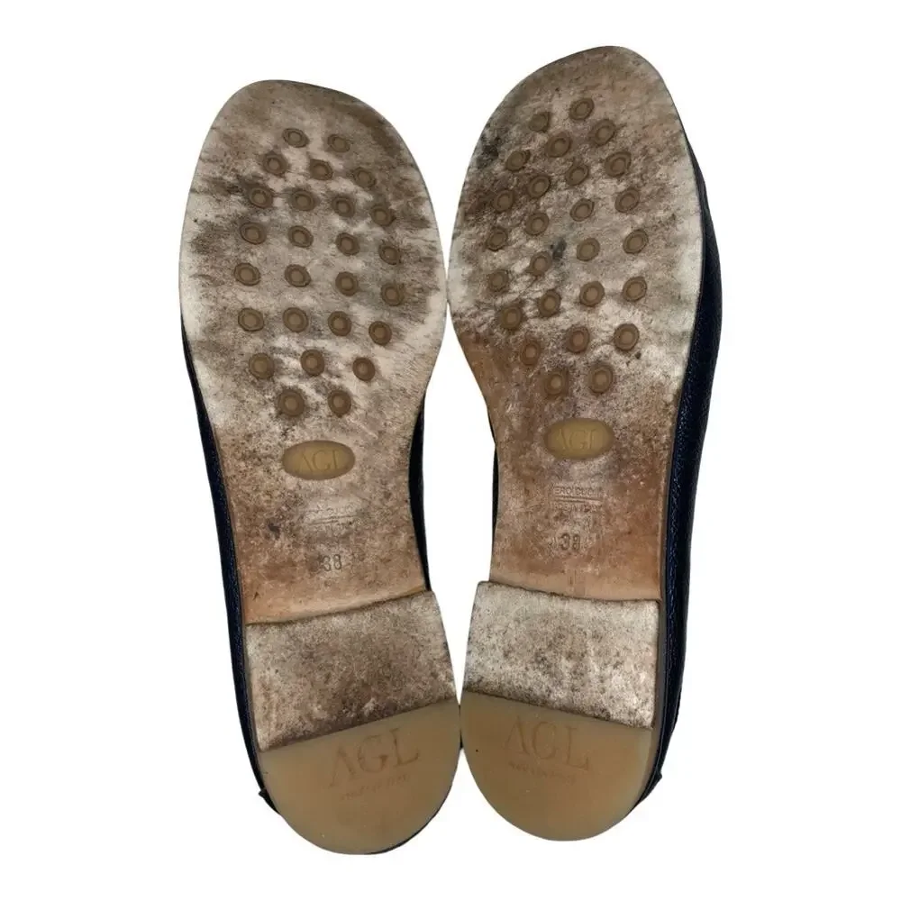 AGL Metallic Navy Blue Leather Loafers   Size: EU 38  US 8